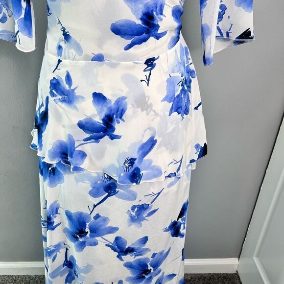 Sz M Falconeri 100% Silk Floral Maxi Wrap Dress $330 MSRP - Picture 8 of 14